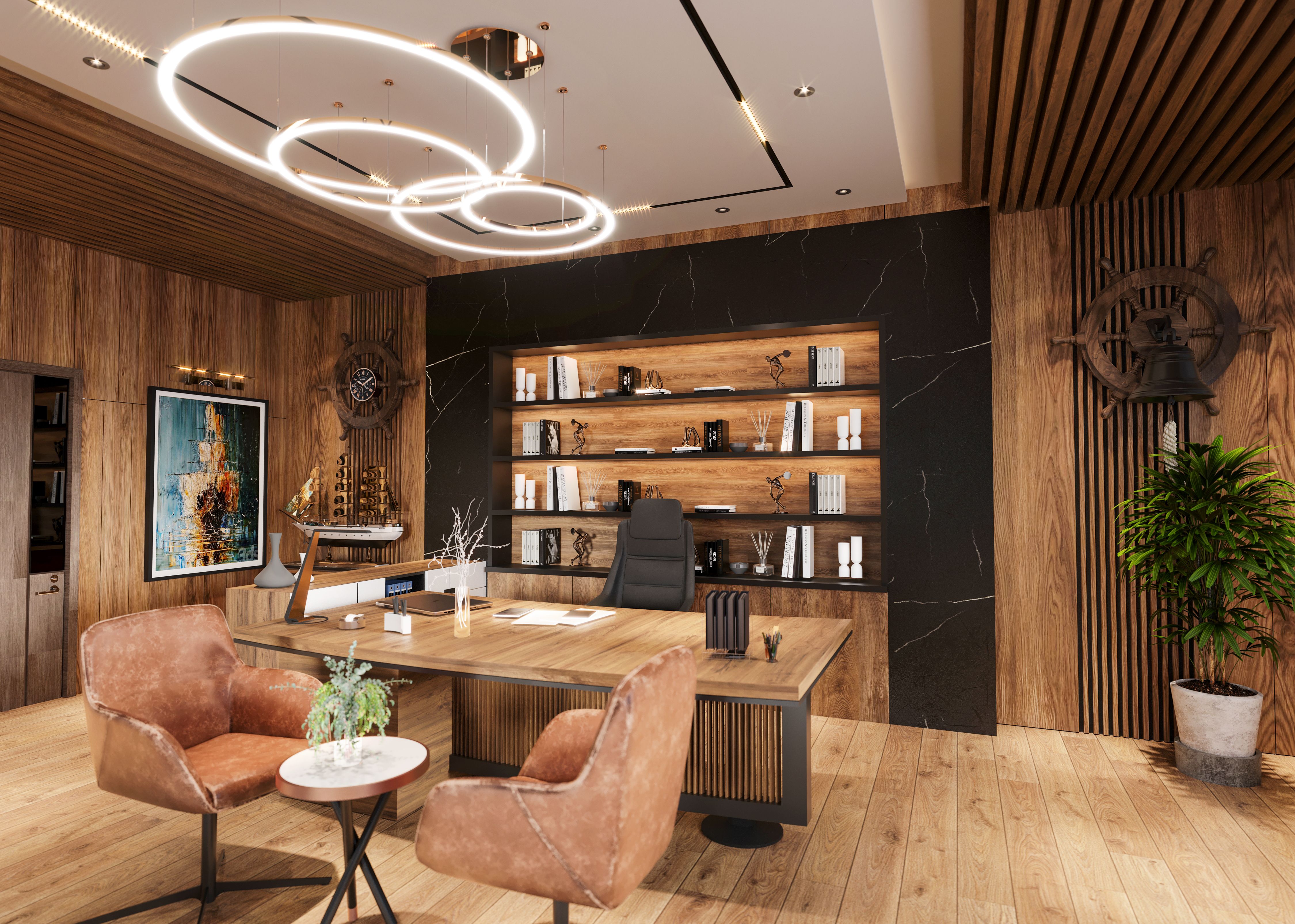 Greensearch boutique iroda üvegfallal — partneri beszélgetések környezete